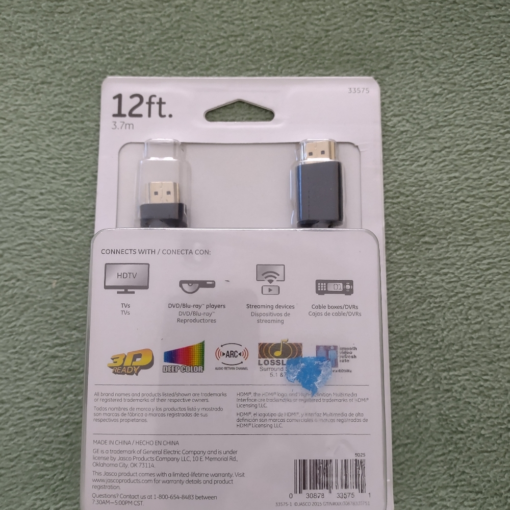 GE 12 ft. HDMI cord